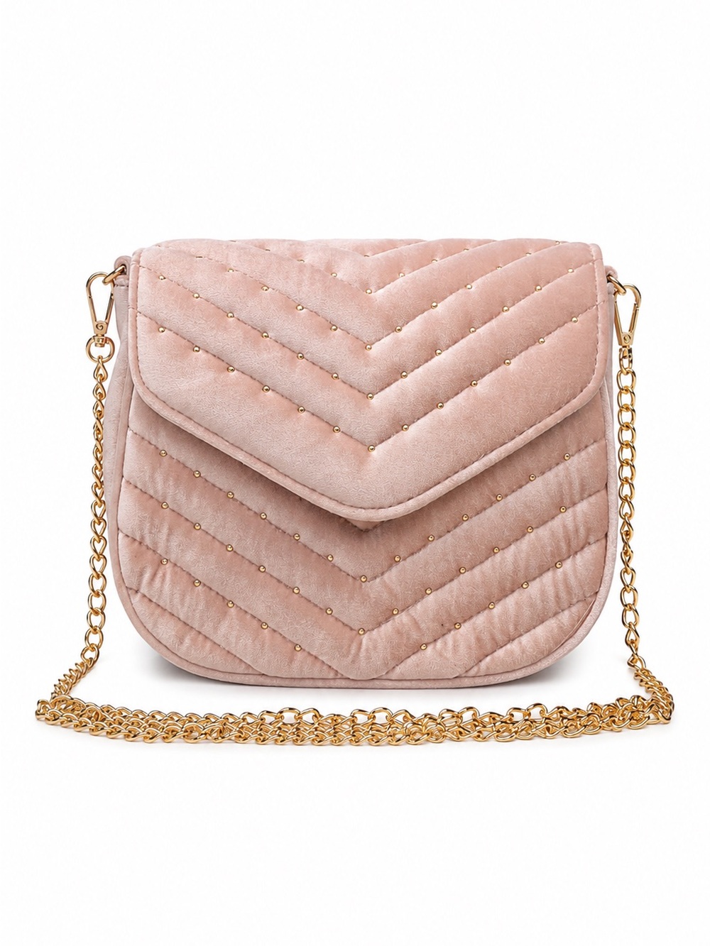 Urban Expressions Andromeda Blush Velvet Studded Crossbody Bag